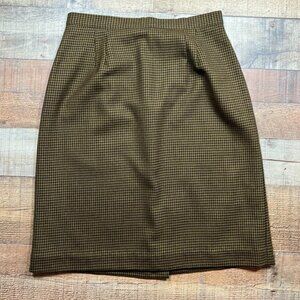 Vintage 80's F. Shay brown & Black Wool Lined Skirt size 14